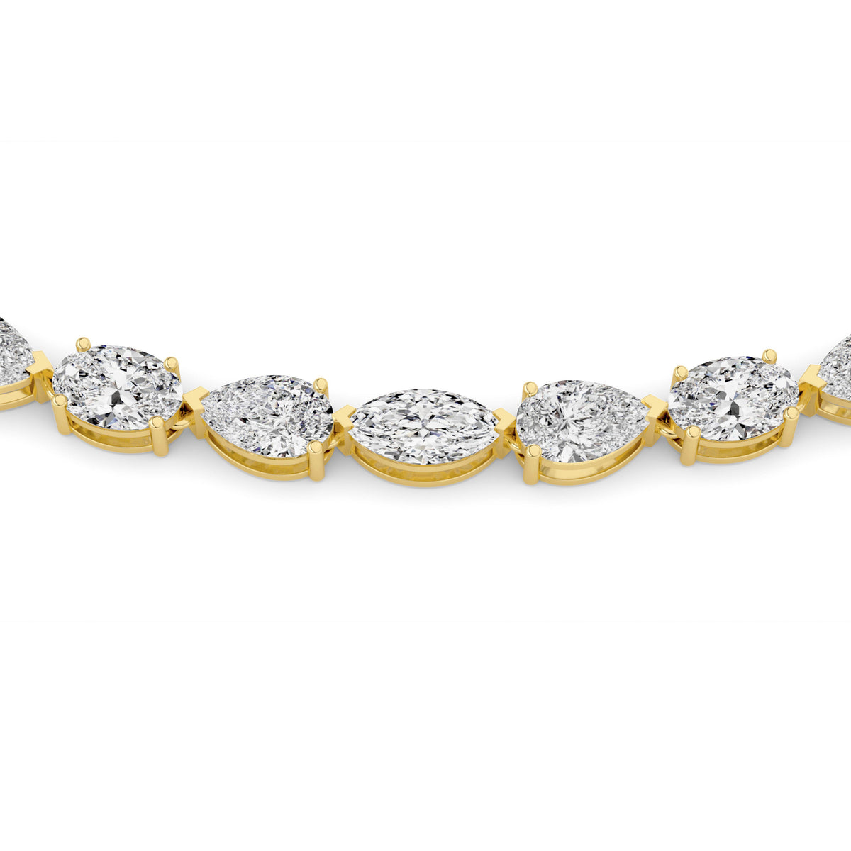 25CTW Mix Lab-Grown Diamond Prong Tennis Necklace 64 Stones