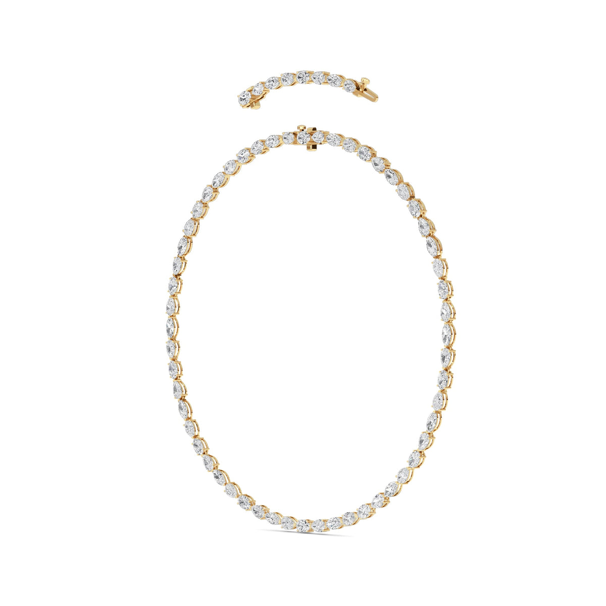 25CTW Mix Lab-Grown Diamond Prong Tennis Necklace 64 Stones
