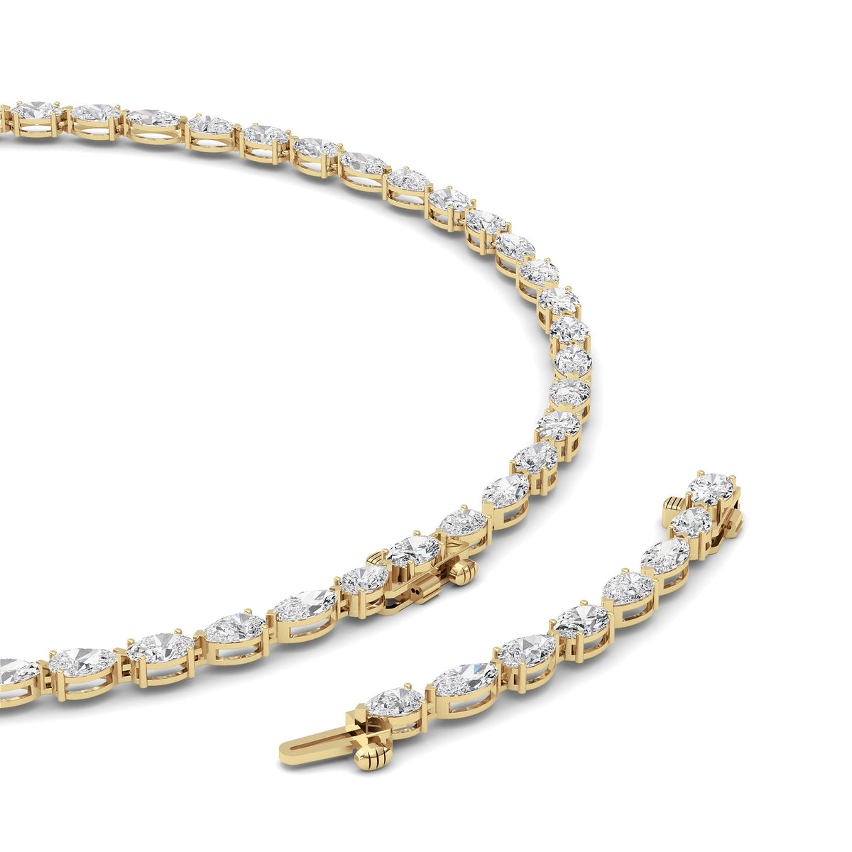 25CTW Mix Lab-Grown Diamond Prong Tennis Necklace 64 Stones