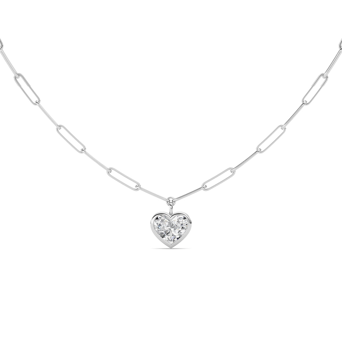4CTW Heart Shape Lab-Grown Diamond Bezel Necklace 1 Stone