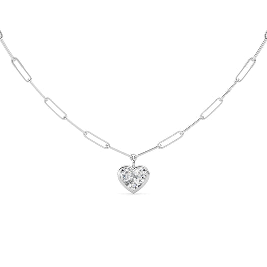 4CTW Heart Shape Lab-Grown Diamond Bezel Necklace 1 Stone