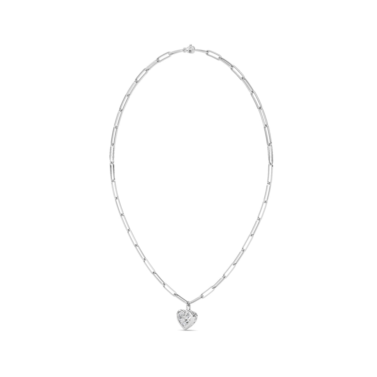 4CTW Heart Shape Lab-Grown Diamond Bezel Necklace 1 Stone