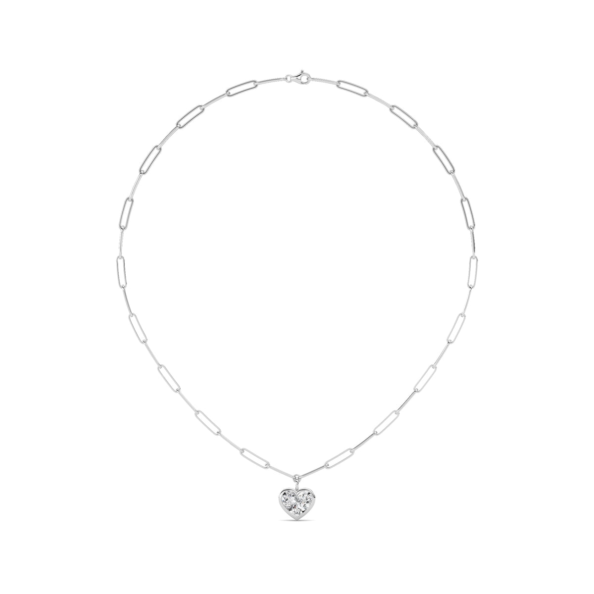 4CTW Heart Shape Lab-Grown Diamond Bezel Necklace 1 Stone