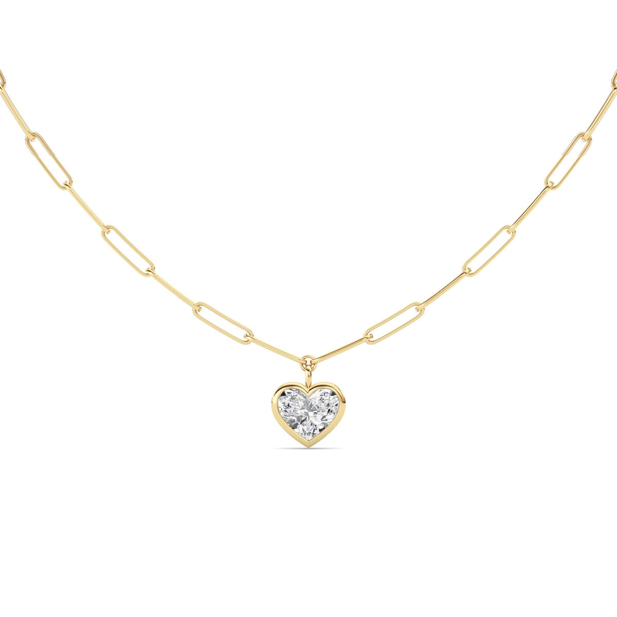 4CTW Heart Shape Lab-Grown Diamond Bezel Necklace 1 Stone