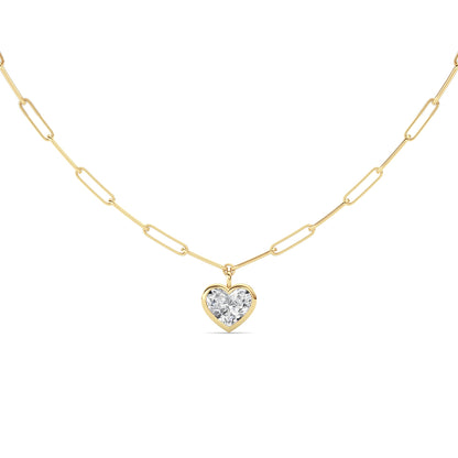 4CTW Heart Shape Lab-Grown Diamond Bezel Necklace 1 Stone