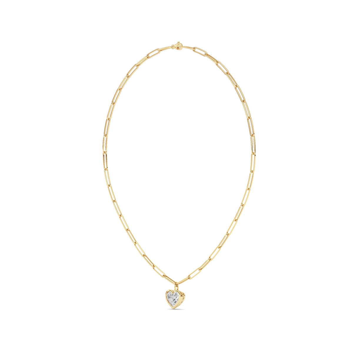 4CTW Heart Shape Lab-Grown Diamond Bezel Necklace 1 Stone