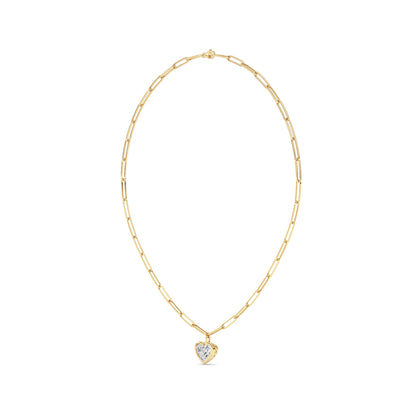 4CTW Heart Shape Lab-Grown Diamond Bezel Necklace 1 Stone