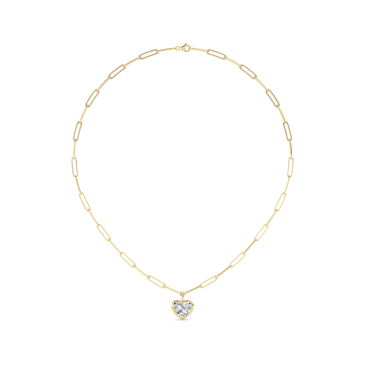 4CTW Heart Shape Lab-Grown Diamond Bezel Necklace 1 Stone