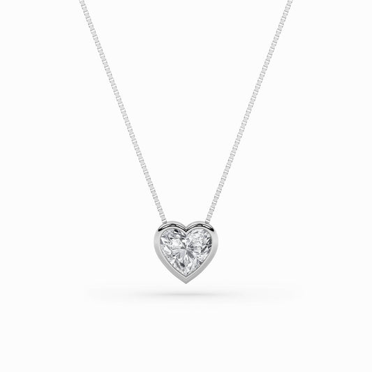 1CTW Heart Lab-Grown Diamond Bezel Set Solitaire Pendant 1 Stone