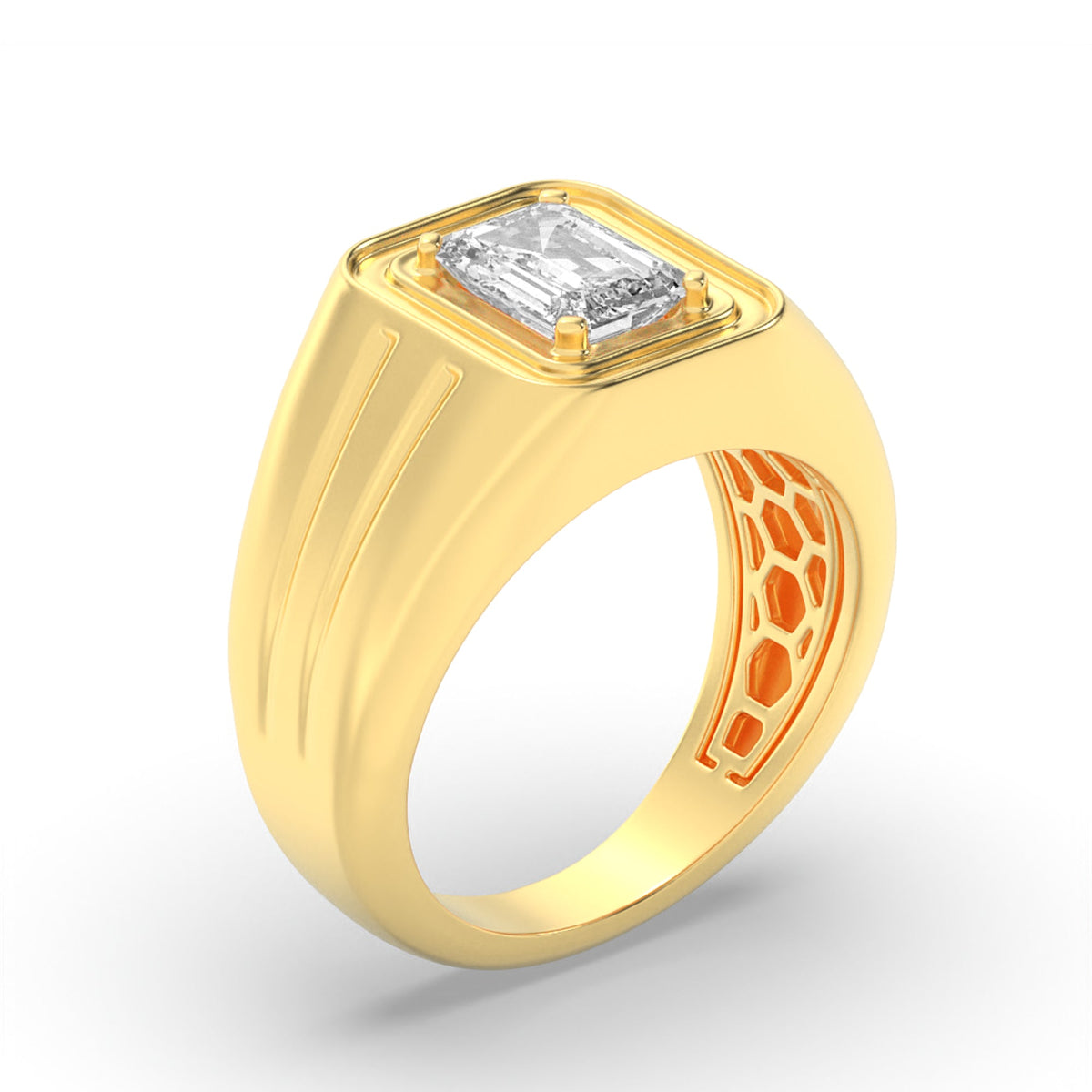 2CTW Emerald Lab-Grown Diamond Prong Men's Ring 1 Stone F Color