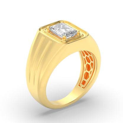2CTW Emerald Lab-Grown Diamond Prong Men's Ring 1 Stone F Color