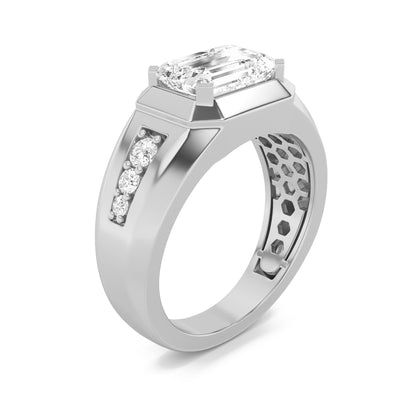 3.5CTW Emerald Lab-Grown Diamond Men's Ring 7 Stones
