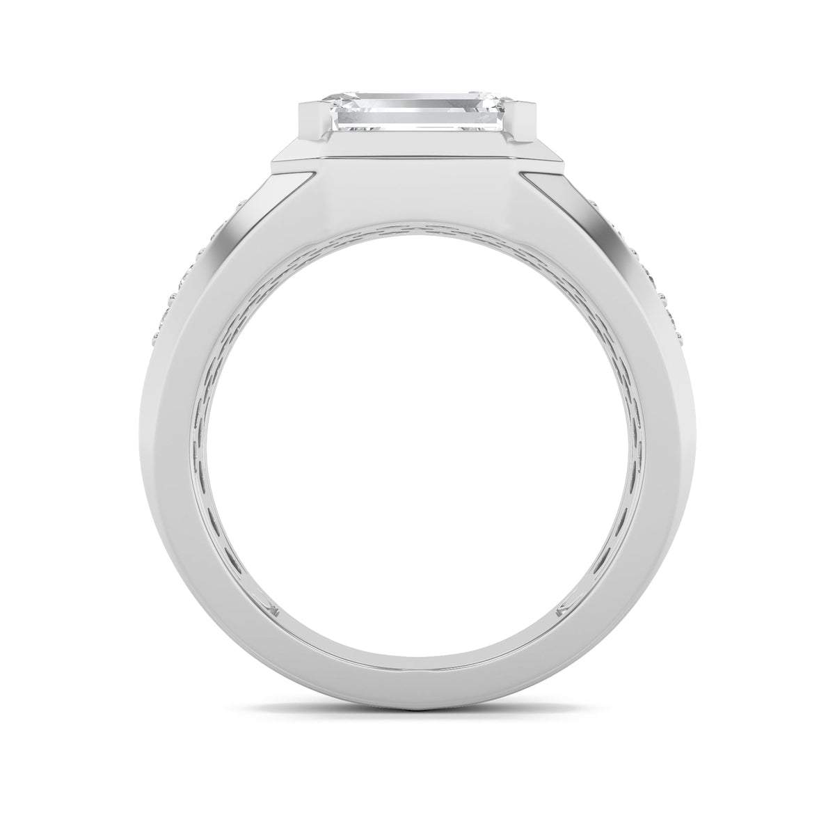 3.5CTW Emerald Lab-Grown Diamond Men's Ring 7 Stones