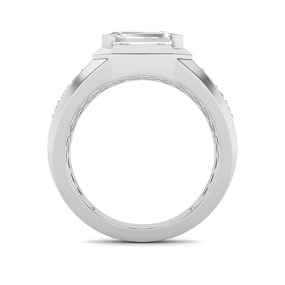 3.5CTW Emerald Lab-Grown Diamond Men's Ring 7 Stones