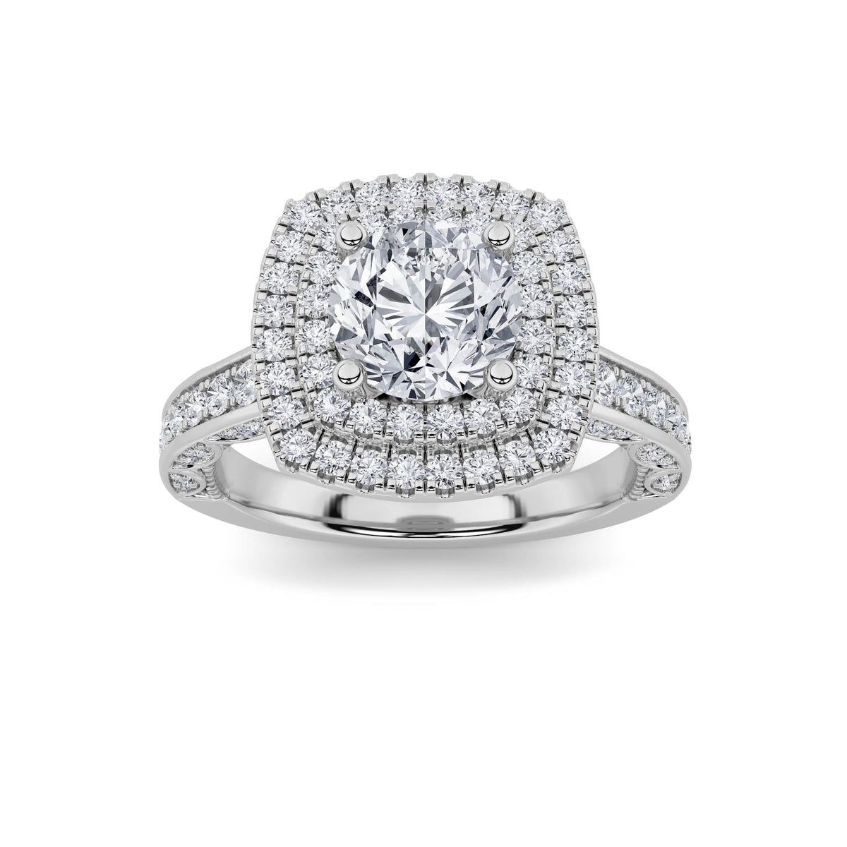 1.75CTW Round Lab-Grown Diamond Engagement Ring 113 Stones