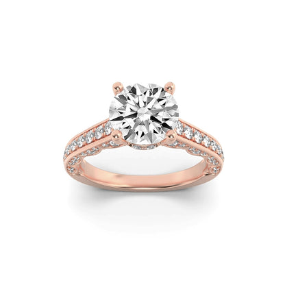 2CTW Round Lab-Grown Diamond Prong Accented Engagement Ring 69 Stones