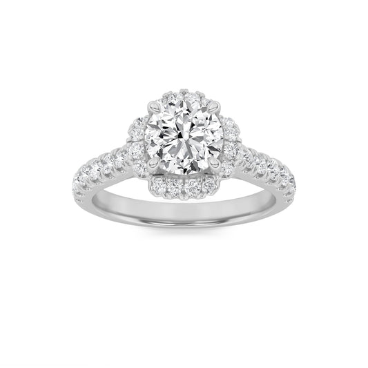 1.5CTW Round Lab-Grown Diamond Halo Accented Engagement Ring 31 Stones
