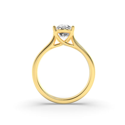 1CTW Oval Lab-Grown Diamond Prong Plain Cathedral Trellis Shank Solitaire Engagement Ring 1 Stone