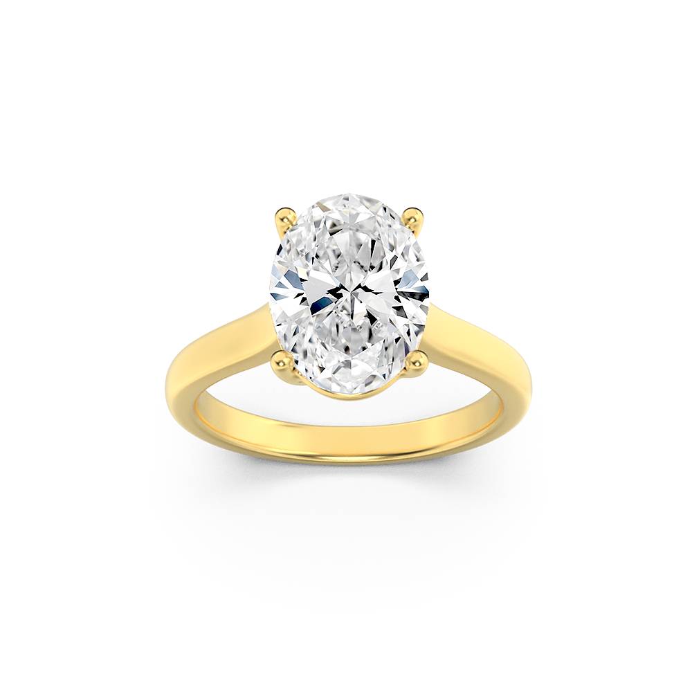 1CTW Oval Lab-Grown Diamond Prong Plain Cathedral Trellis Shank Solitaire Engagement Ring 1 Stone