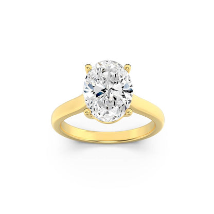 1CTW Oval Lab-Grown Diamond Prong Plain Cathedral Trellis Shank Solitaire Engagement Ring 1 Stone