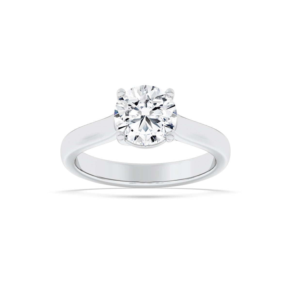 1CTW Round Lab-Grown Diamond Prong Plain Cathedral Trellis Shank Solitaire Engagement Ring 1 Stone