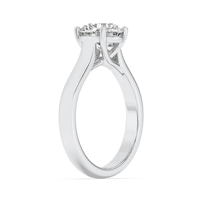 1CTW Round Lab-Grown Diamond Prong Plain Cathedral Trellis Shank Solitaire Engagement Ring 1 Stone