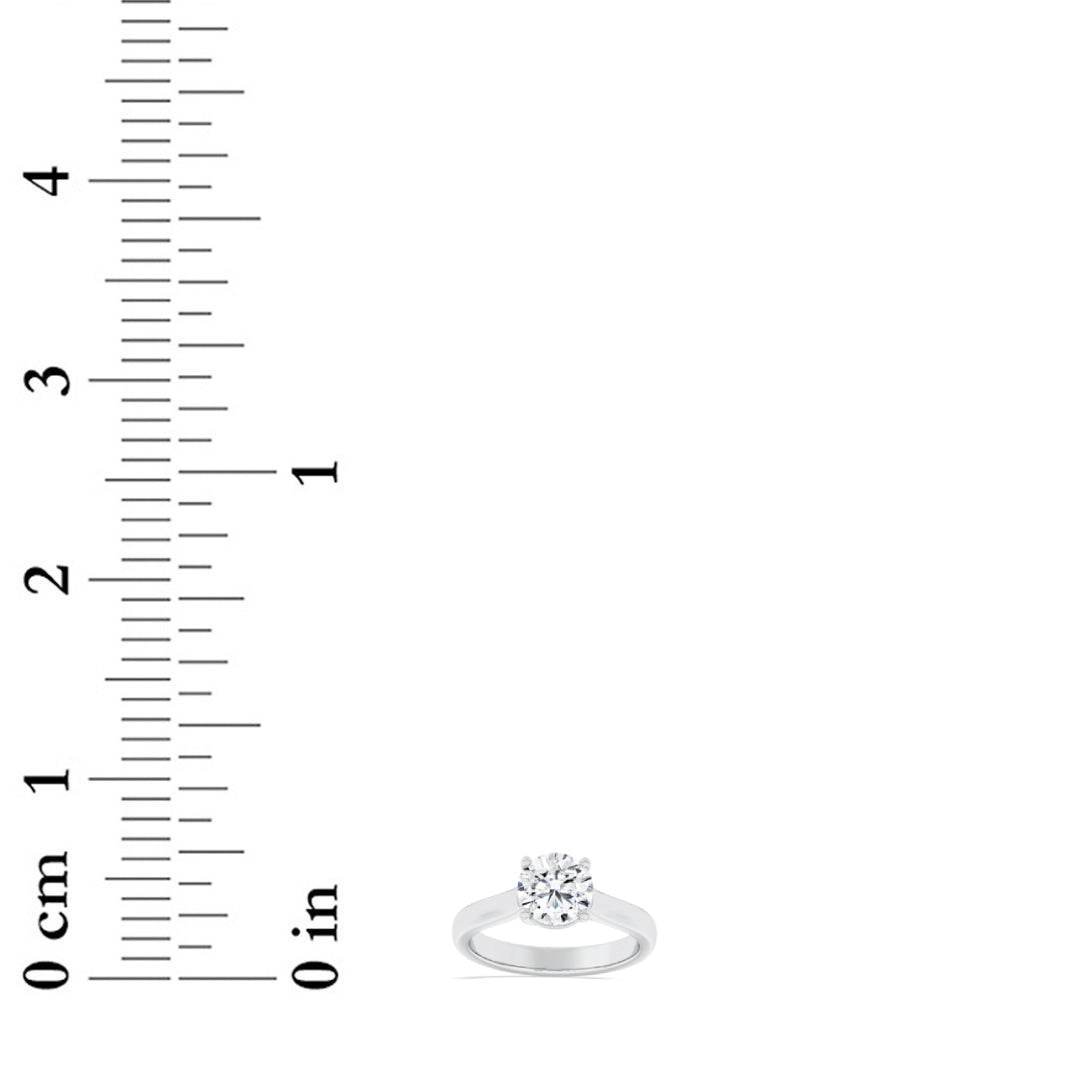 1CTW Round Lab-Grown Diamond Prong Plain Cathedral Trellis Shank Solitaire Engagement Ring 1 Stone