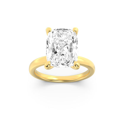 2CTW Elongated Cushion Lab-Grown Diamond Prong Hidden Halo Plain Shank Engagement Ring 14 Stones