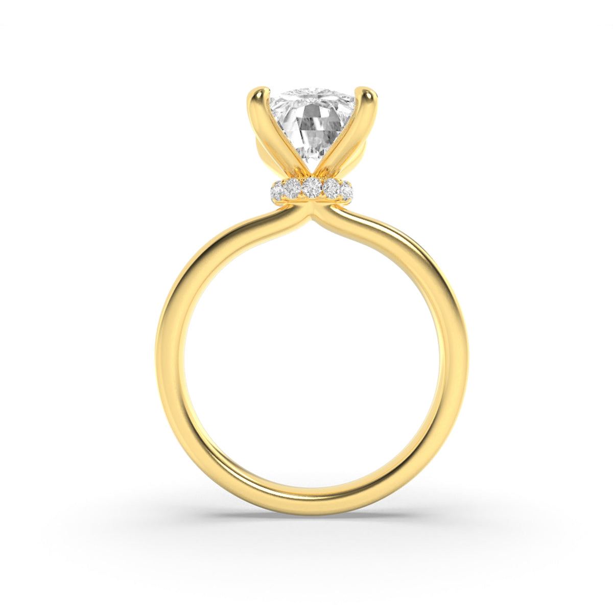 2CTW Elongated Cushion Lab-Grown Diamond Prong Hidden Halo Plain Shank Engagement Ring 14 Stones