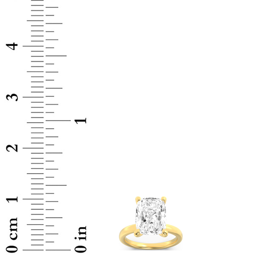 2CTW Elongated Cushion Lab-Grown Diamond Prong Hidden Halo Plain Shank Engagement Ring 14 Stones