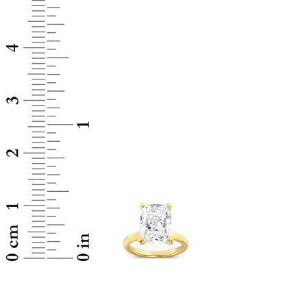 2CTW Elongated Cushion Lab-Grown Diamond Prong Hidden Halo Plain Shank Engagement Ring 14 Stones
