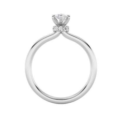 2CTW Marquise Lab-Grown Diamond Prong Hidden Halo Plain Shank Engagement Ring 15 Stones