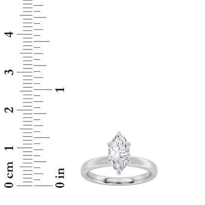 2CTW Marquise Lab-Grown Diamond Prong Hidden Halo Plain Shank Engagement Ring 15 Stones