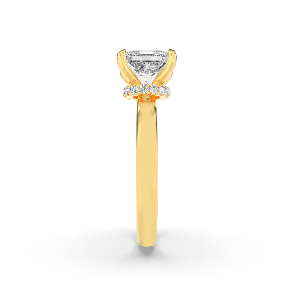 3CTW Princess Lab-Grown Diamond Prong Hidden Halo Plain Shank Engagement Ring 16 Stones