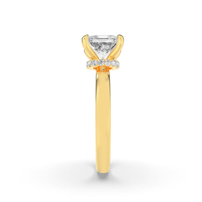 3CTW Princess Lab-Grown Diamond Prong Hidden Halo Plain Shank Engagement Ring 16 Stones