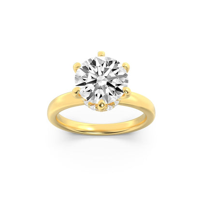 1CTW Round Lab-Grown Diamond Prong Hidden Halo Plain Shank Engagement Ring 14 Stones 2.7mm Width