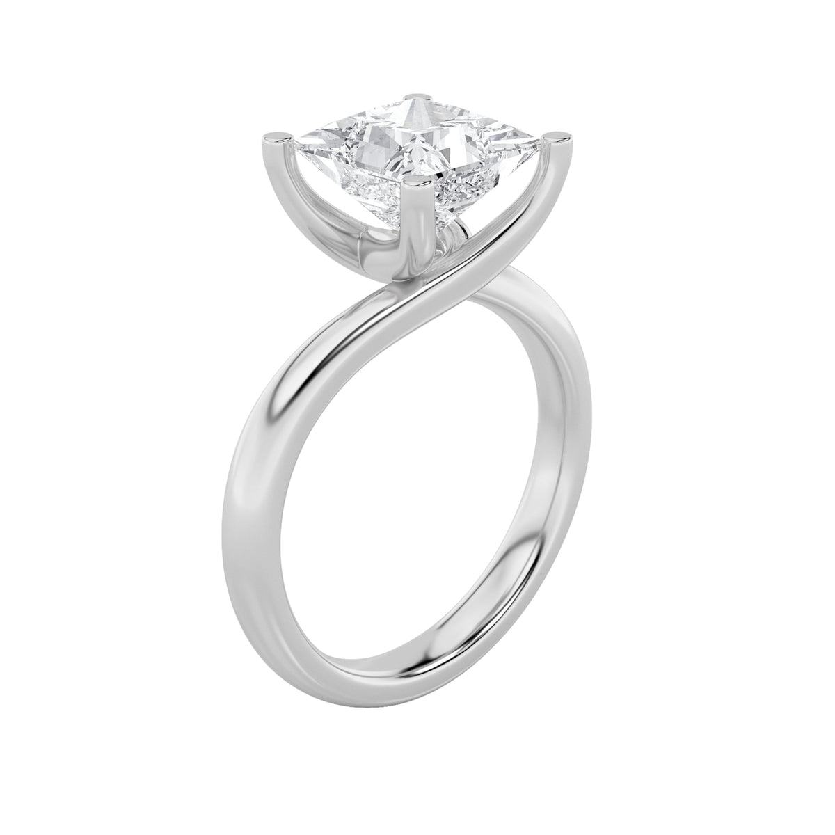 1CTW Princess Lab-Grown Diamond Prong Bypass Shank Engagement Ring 1 Stone