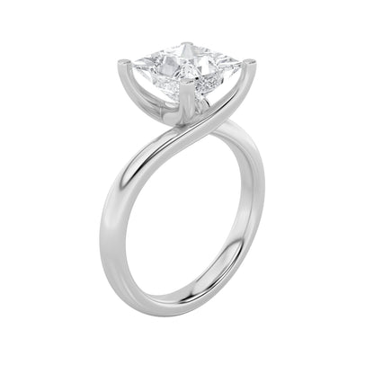 1CTW Princess Lab-Grown Diamond Prong Bypass Shank Engagement Ring 1 Stone
