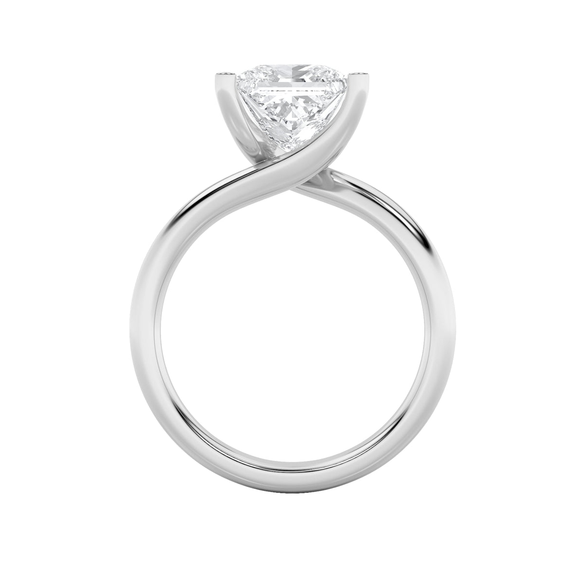 1CTW Princess Lab-Grown Diamond Prong Bypass Shank Engagement Ring 1 Stone