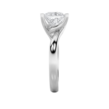 1CTW Princess Lab-Grown Diamond Prong Bypass Shank Engagement Ring 1 Stone