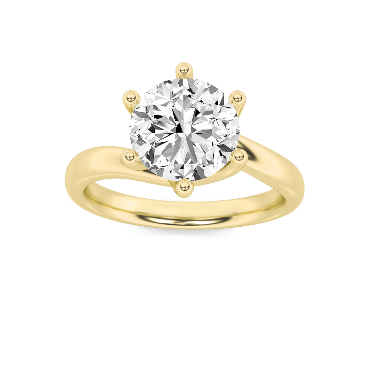 2CTW Round Lab-Grown Diamond Prong Bypass Shank Engagement Ring 1 Stone 2.7mm Width