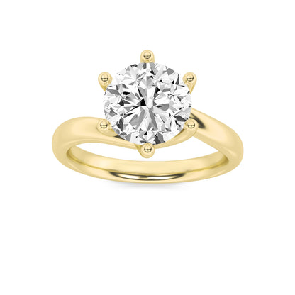 2CTW Round Lab-Grown Diamond Prong Bypass Shank Engagement Ring 1 Stone 2.7mm Width