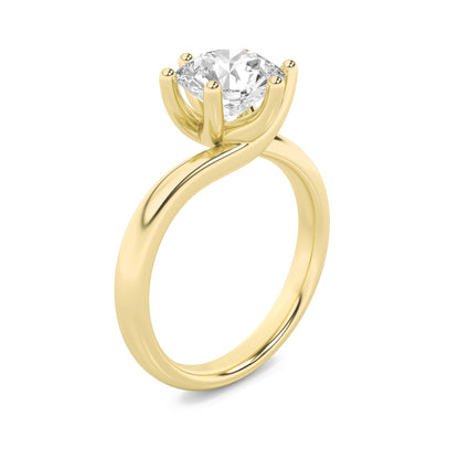 2CTW Round Lab-Grown Diamond Prong Bypass Shank Engagement Ring 1 Stone 2.7mm Width