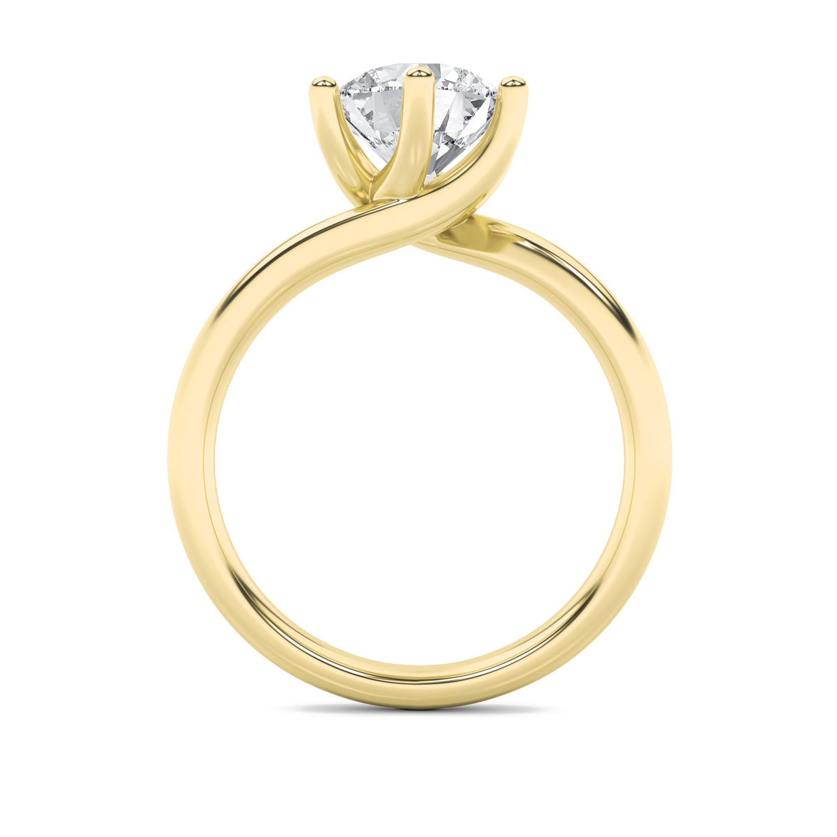 2CTW Round Lab-Grown Diamond Prong Bypass Shank Engagement Ring 1 Stone 2.7mm Width