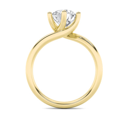 2CTW Round Lab-Grown Diamond Prong Bypass Shank Engagement Ring 1 Stone 2.7mm Width