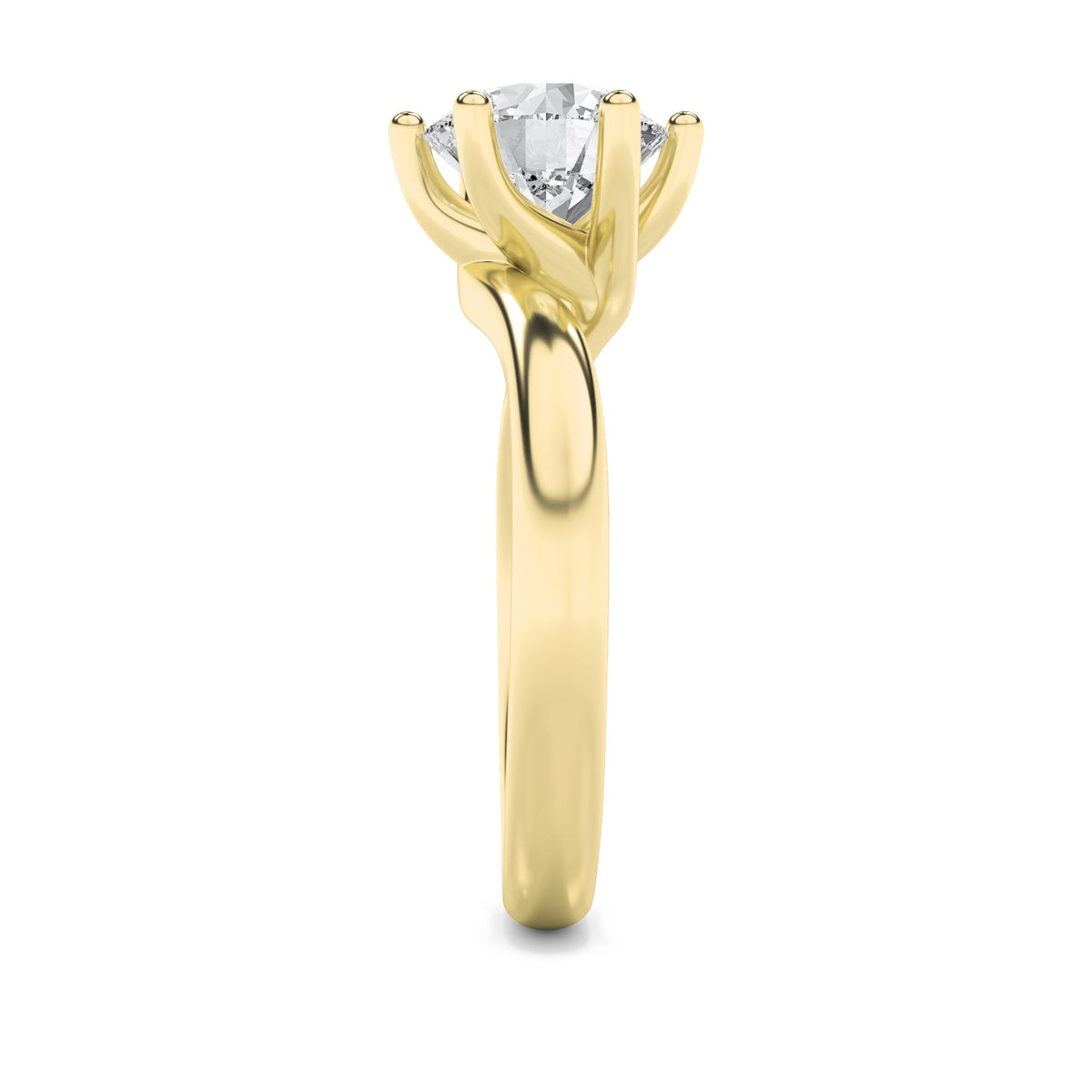 2CTW Round Lab-Grown Diamond Prong Bypass Shank Engagement Ring 1 Stone 2.7mm Width