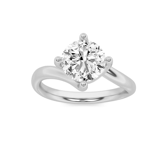1CTW Round Lab-Grown Diamond Prong Bypass Shank Engagement Ring 1 Stone 8mm Width