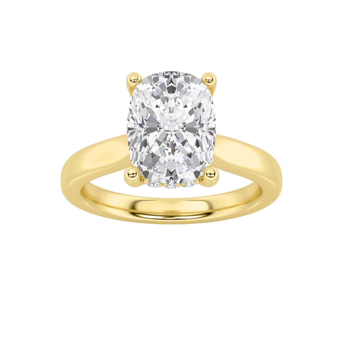 1CTW Elongated Cushion Lab-Grown Diamond Prong Hidden Halo Cathedral Shank Engagement Ring 11 Stones