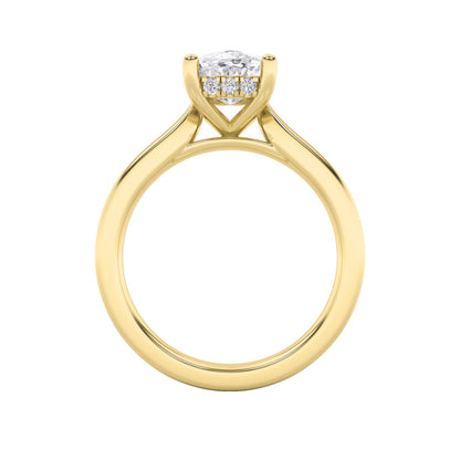 1CTW Elongated Cushion Lab-Grown Diamond Prong Hidden Halo Cathedral Shank Engagement Ring 11 Stones