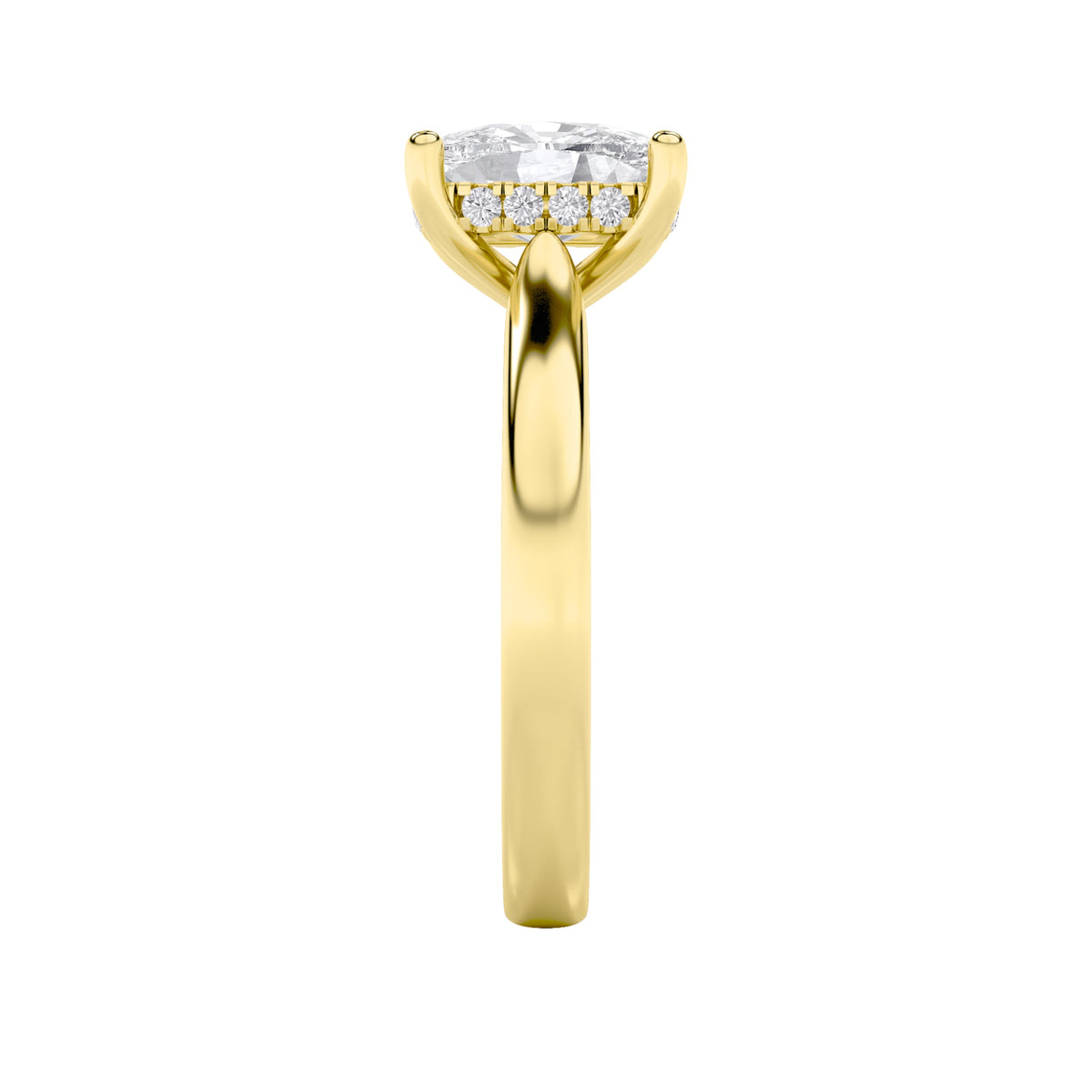 1CTW Elongated Cushion Lab-Grown Diamond Prong Hidden Halo Cathedral Shank Engagement Ring 11 Stones